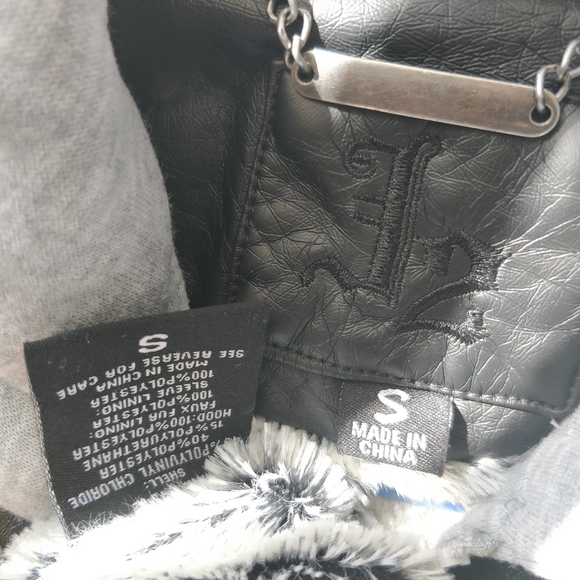 E2 Black Leather Fur Lined Hooded Leather Jacket S - Picture 8 of 8